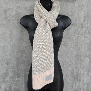 Calvin Klein Scarf Rectangular Pink Metallic Silver Grey Knit Acrylic Multi Wear